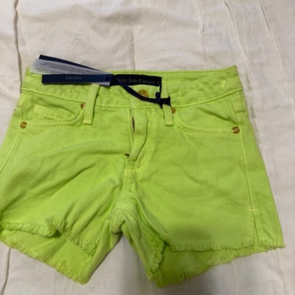 Lime green Juicy couture cut off jean shorts kids size 6 NWT - Picture 1 of 4